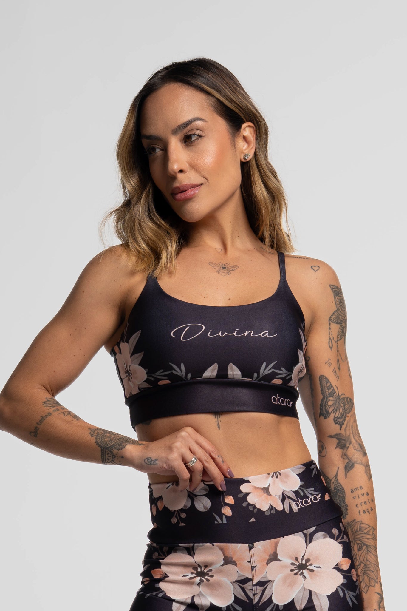Top Alcinha Flower Black - atarafitness