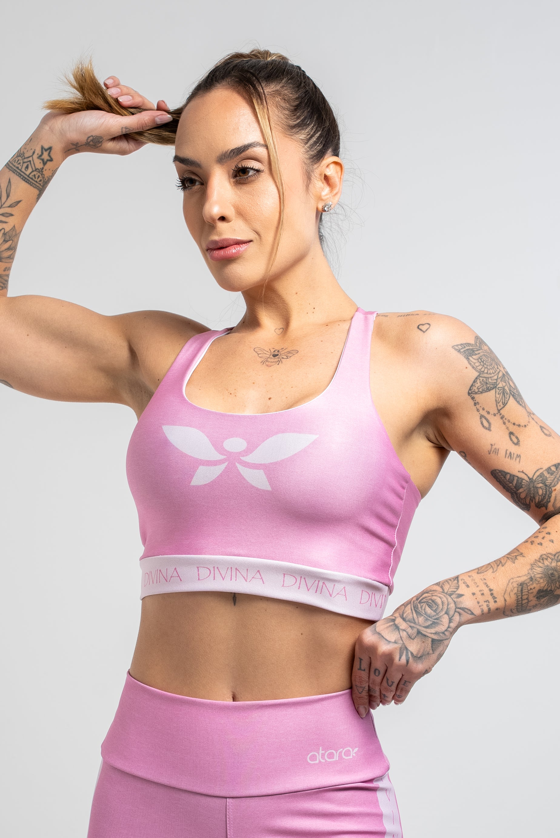 Top Estampa Mescla Rosa - atarafitness