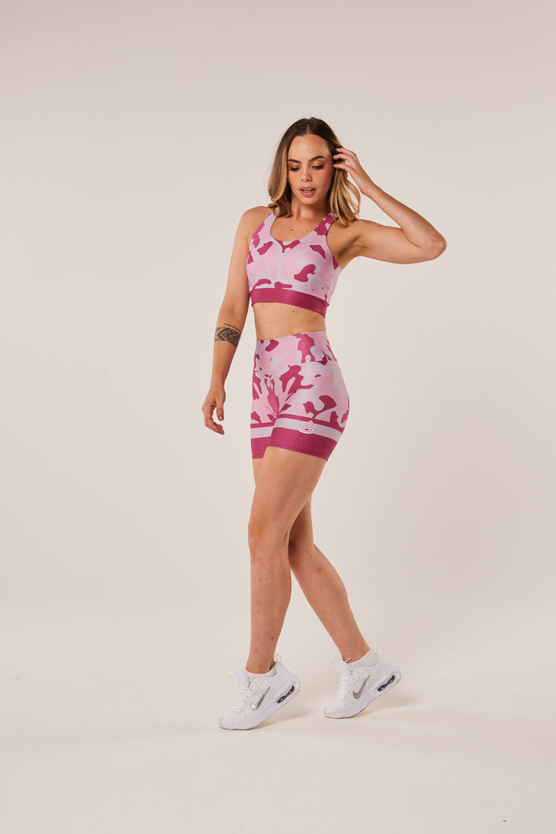 Bermuda Camuflada Mescla Rosa - atarafitness