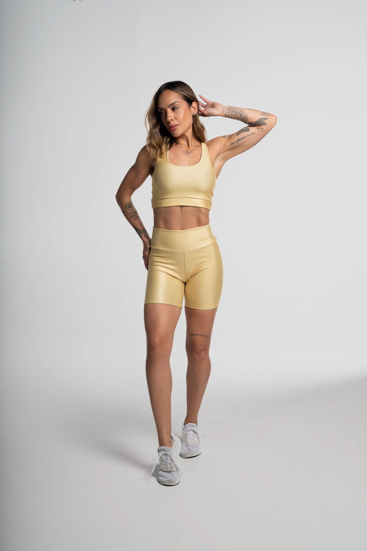 Bermuda Estampa Lisa Amarelo - atarafitness