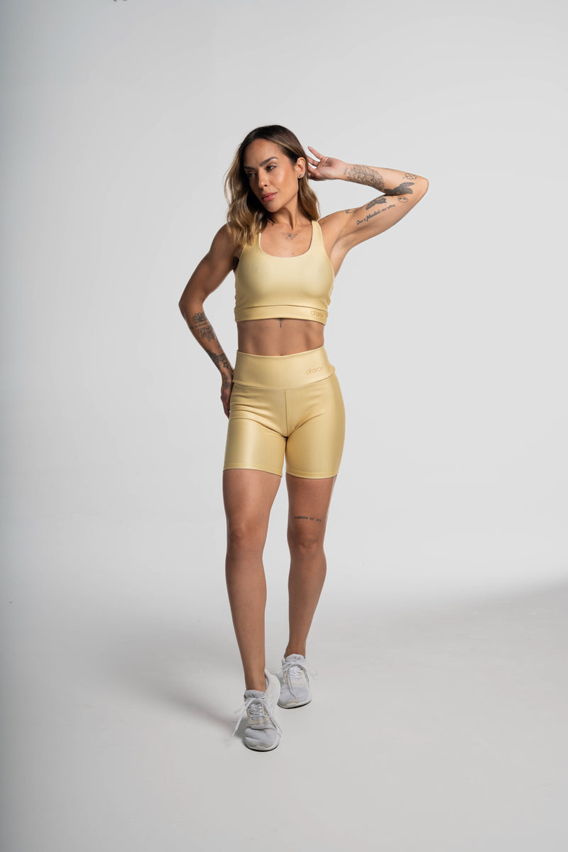 Bermuda Estampa Lisa Amarelo - atarafitness