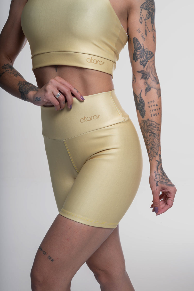 Bermuda Estampa Lisa Amarelo - atarafitness