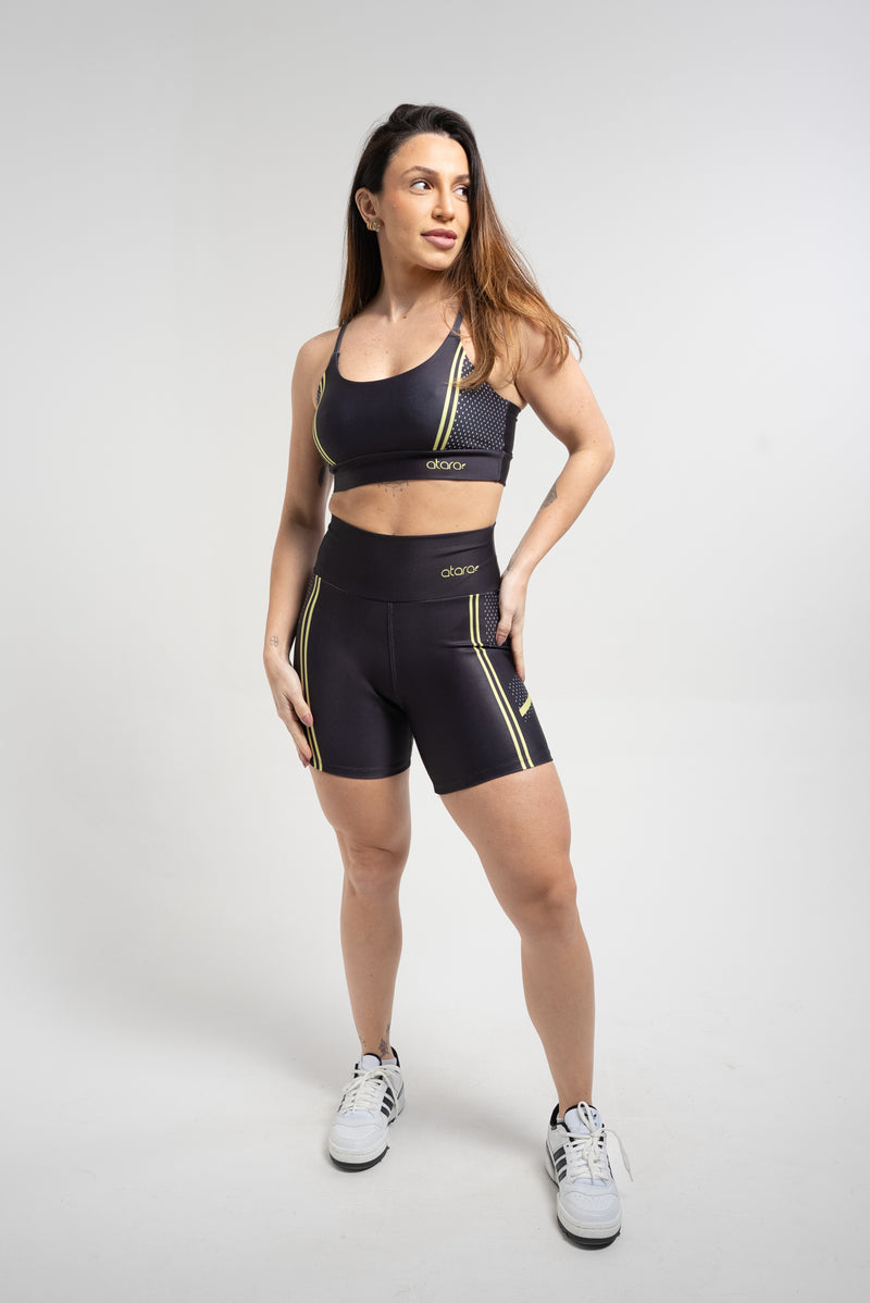 Bermuda Faixa Mesh Amarela - atarafitness