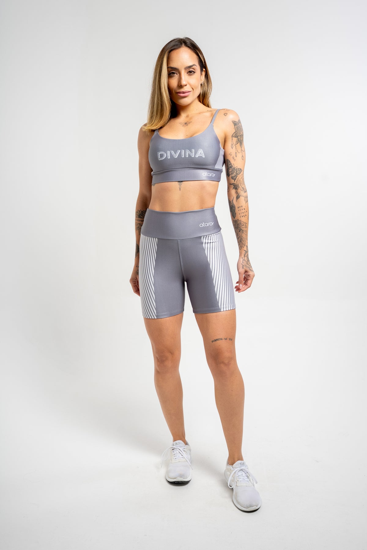 Bermuda Listra Cinza - atarafitness