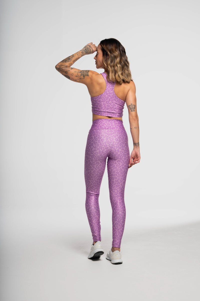 Legging Estampa Localizada Onça Roxa - atarafitness