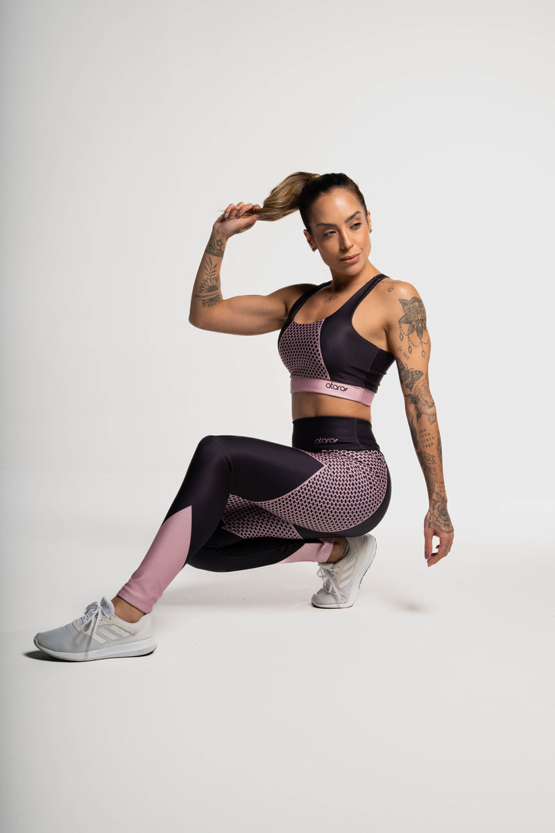 Legging Estampa Localizada Renda Rosa - atarafitness