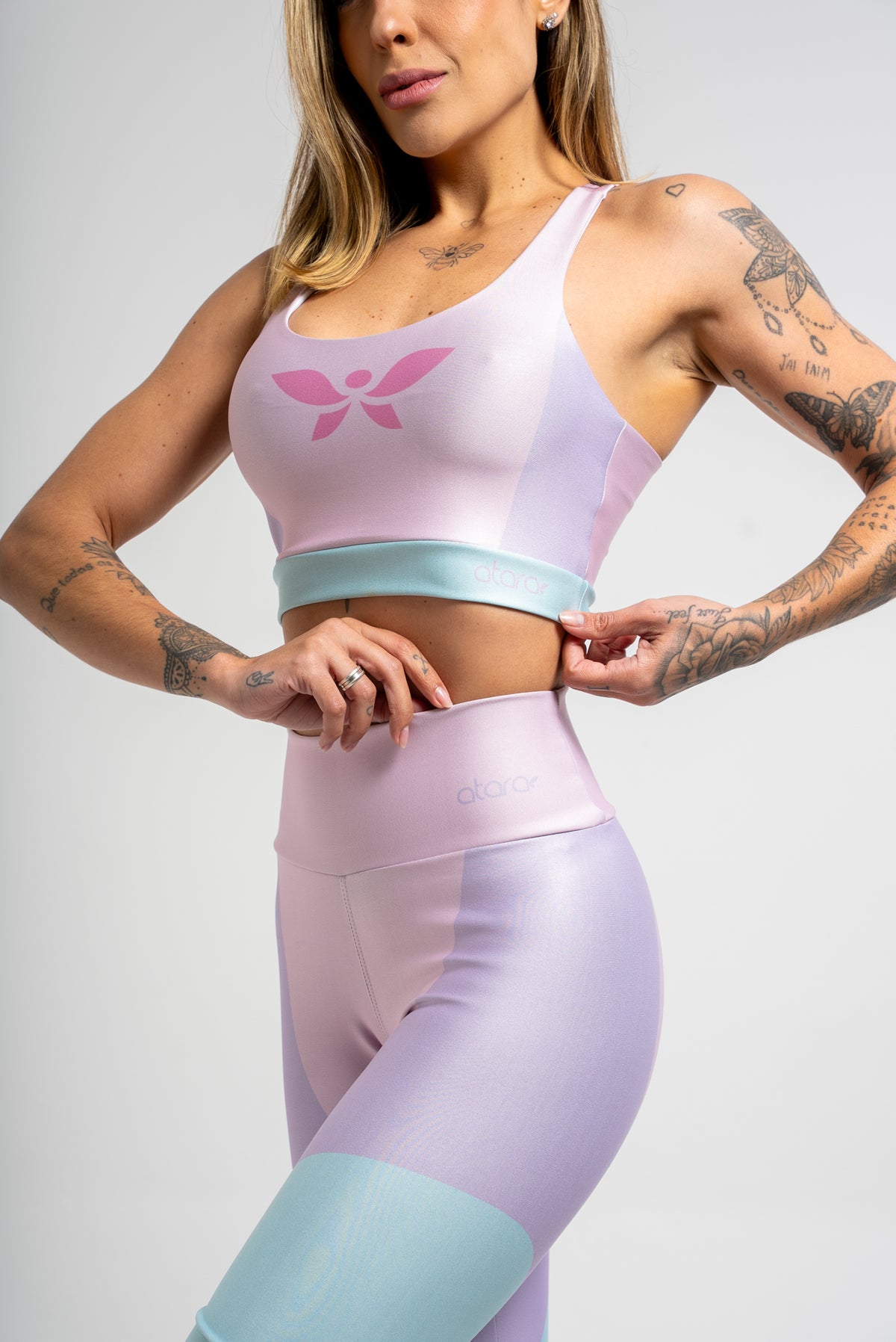 Legging Estampa Localizada Três Cores Rosa - atarafitness