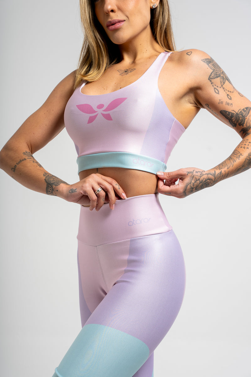 Legging Estampa Localizada Três Cores Rosa - atarafitness