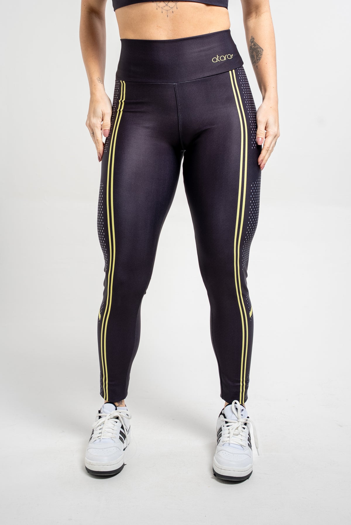 Legging Faixa Mesh Amarela - atarafitness