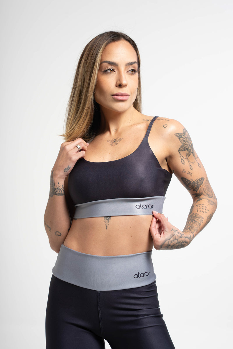 Top Alcinha Color Block Gray - atarafitness