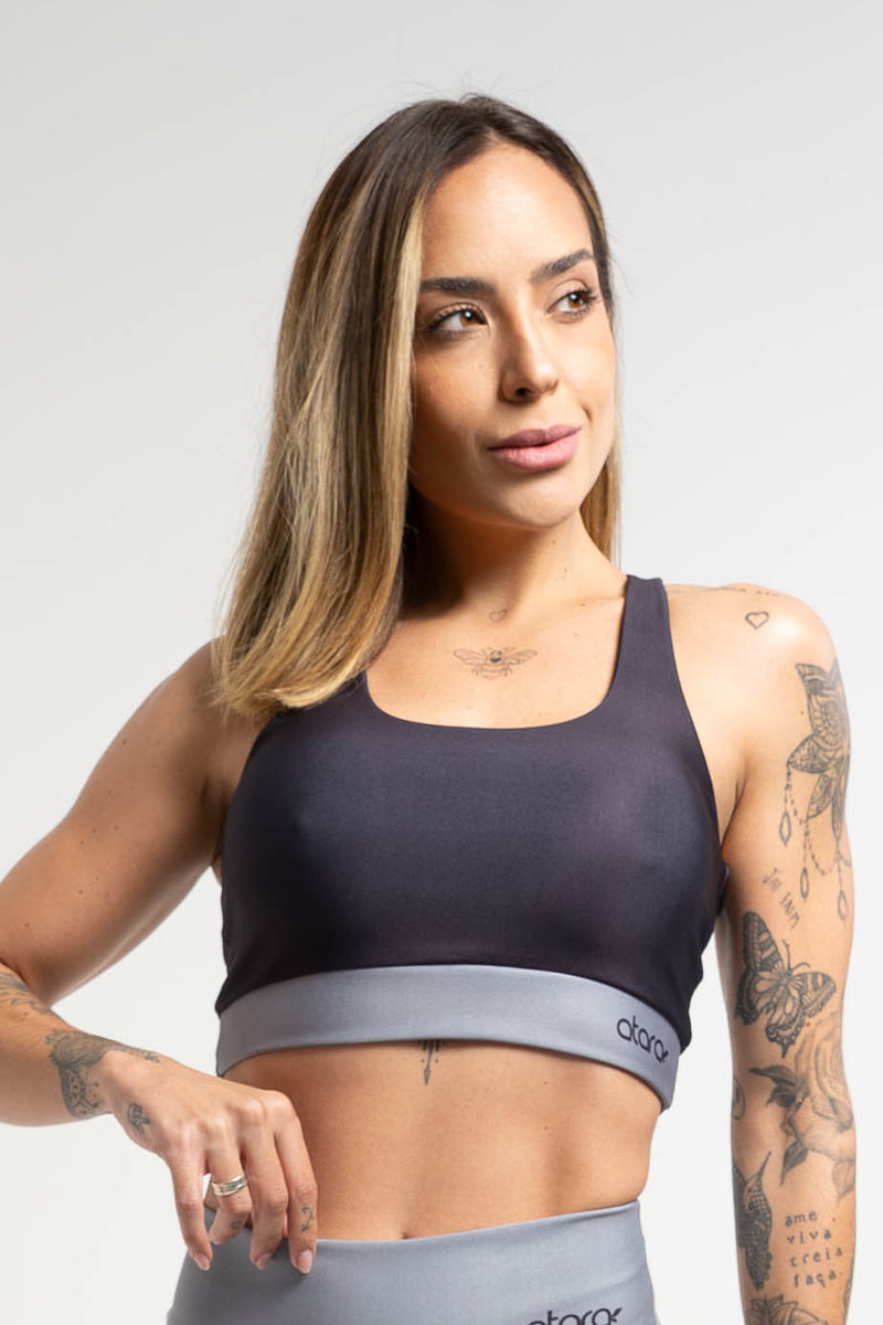 Top Color Block Gray - atarafitness