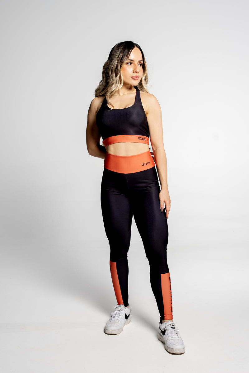 Top Color Block Orange - atarafitness
