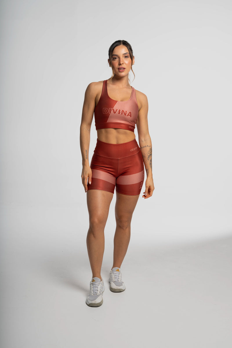 Top Estampa Listra Lateral Marrom - atarafitness